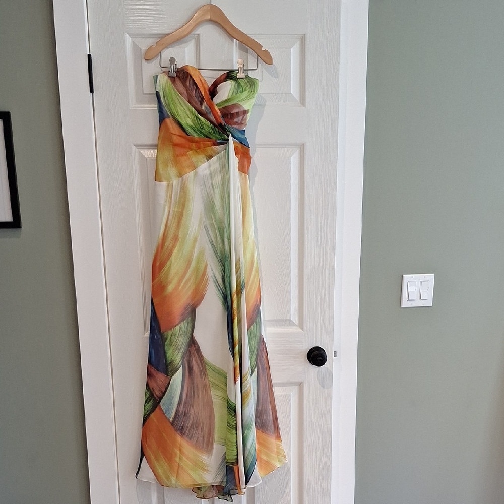 Faviana Strapless Colorful Chiffon Dress